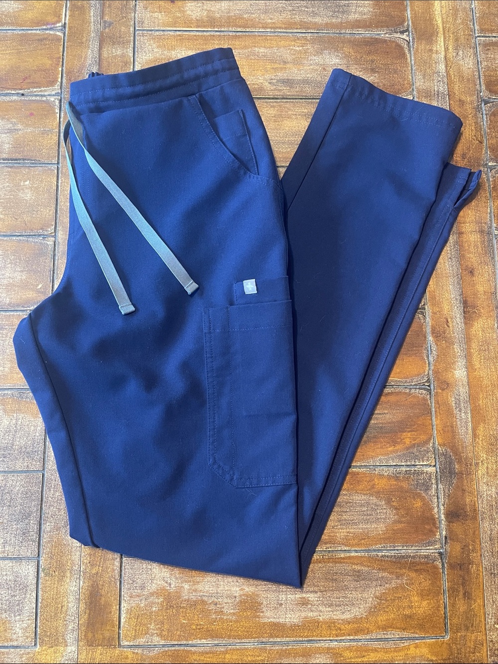 Figs Navy Women's Jogger Pants with Gray Drawstrings TALL